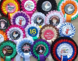 personalised hen party rosettes